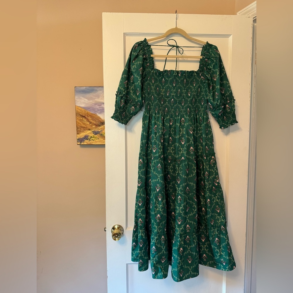 Hill House Home Nesli Nap Dress in Emerald Trellis SOLD OUT